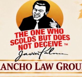 Don Palma emblem: cartoon of Javier Palma pointing, with the phrase The one who scolds but does not deceive and his signature
